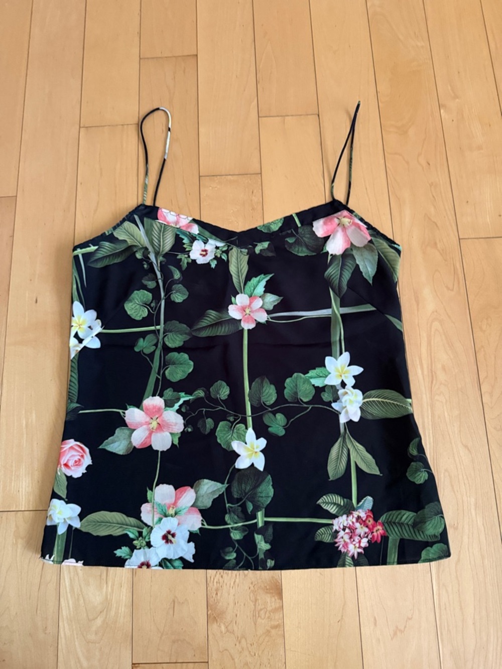 Woman’s Ted Baker Black Floral Spaghetti-Strap Cami Top